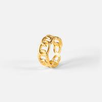 Acier inoxydable 304 Cuff Bague, Plaqué or 18K, Réglable & pour femme & creux, Vendu par PC