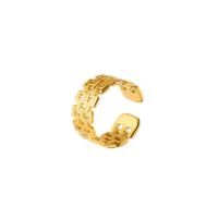 acero inoxidable 304 Anillo de dedo Cuff, 18K chapado en oro, Ajustable & para mujer & hueco, Vendido por UD