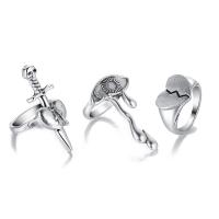 Sinc Alloy Ring Set, trí phíosa & jewelry faisin & unisex, nicil, luaidhe & caidmiam saor in aisce, Díolta De réir Socraigh