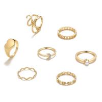 Zink Alloy Ring Set, med Plast Pearl, 7 stycken & mode smycken & Unisex & med strass, gyllene, nickel, bly och kadmium gratis, Säljs av Ställ