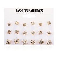 aleación de zinc Stud aretes, con Perlas plásticas, Joyería & diferentes estilos para la opción & para mujer & con diamantes de imitación, libre de níquel, plomo & cadmio, Vendido por Set