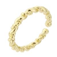 Messing Manchet Finger Ring, Ronde, gold plated, mode sieraden & voor vrouw, gouden, 3mm, Maat:6, 10pC's/Lot, Verkocht door Lot