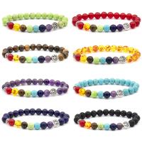 Gemstone Bracelets with Zinc Alloy Round silver color plated fashion jewelry & for man 8mm Length Approx 19 cm Sold By PC