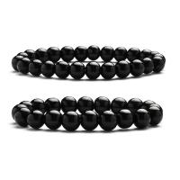 Cuentas de vidrio Pulsera, Esférico, Joyería & diverso tamaño para la opción & para hombre, Negro, longitud aproximado 19 cm, Vendido por UD