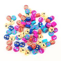 Polymer Ton Perlen , flache Runde, Gesichtsausdrucksserie & DIY, gemischte Farben, 10mm, ca. 100PCs/Tasche, verkauft von Tasche