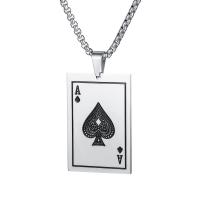 Collier d'acier titane, Poker, styles différents pour le choix & pour homme, plus de couleurs à choisir, 27x40mm, Longueur Environ 55 cm, Vendu par PC