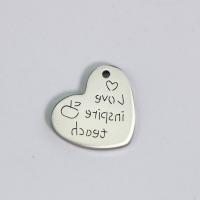 Stainless Steel Heart Pendants 304 Stainless Steel polished DIY original color Sold By Bag