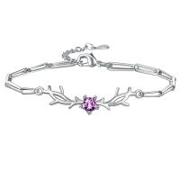 Pulseras de latón, metal, Cornamentas, chapado en color de plata, para mujer & con diamantes de imitación, más colores para la opción, libre de níquel, plomo & cadmio, 36mm, longitud 6.7 Inch, Vendido por UD