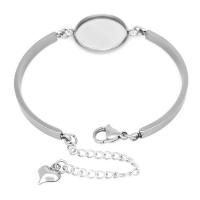 304 acciaio inox Ambito Bracciale, with 1.97inch extender chain, DIY & formato differente per scelta & per la donna, colore originale, Lunghezza Appross. 7.09 pollice, 5PC/borsa, Venduto da borsa