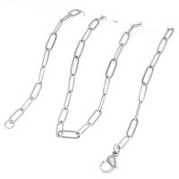 Stainless Steel Chain Ogrlica, 304 nehrđajućeg čelika, razlièite duljine za izbor & možete DIY & bez spolne razlike, izvorna boja, 0.80x4x10mm, Prodano By PC