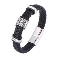 PU de microfibra Pulsera, con acero inoxidable 316, Joyería & longitud diferente para la opción & para hombre, más colores para la opción, 12mm, Vendido por UD