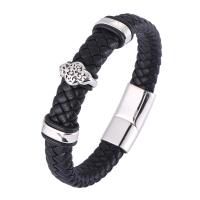 Microfiber PU Armband, met 316 Roestvrij staal, mode sieraden & verschillende lengte voor keuze & voor de mens & zwart maken, meer kleuren voor de keuze, 12mm, Verkocht door PC