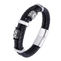 Split-Layer-Rindsleder Armband, mit 316 Edelstahl, poliert, Doppelschicht & Modeschmuck & unterschiedliche Länge der Wahl, keine, 12mm, verkauft von PC