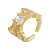 Strass vinger Ring, Messing, gold plated, Verstelbare & voor vrouw & met strass, meer kleuren voor de keuze, 20mm, Verkocht door PC