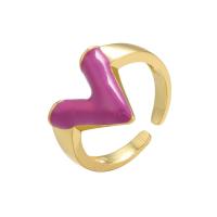 Messing Cuff fingerring, guldfarve belagt, Justerbar & for kvinde & emalje, flere farver til valg, 14x21mm, Solgt af PC