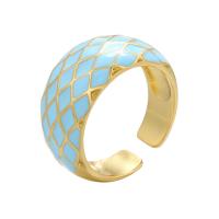 Brass Finger Ring gold color plated Adjustable & for woman & enamel 22mm Sold By PC