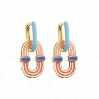 Huggie hoepel Drop Earrings, Messing, gold plated, voor vrouw & glazuur, meer kleuren voor de keuze, 23x15mm, Verkocht door pair