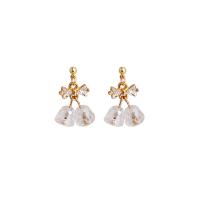 Zinc Alloy Oorbellen, met Kristal, gold plated, voor vrouw & met strass, 12.50x24mm, Verkocht door pair