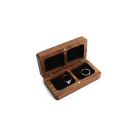 Walnut wood Couple Ring Box with Velveteen Rectangle portable & dustproof nickel lead & cadmium free Sold By PC