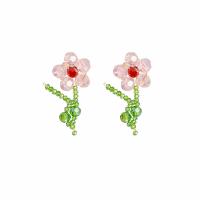 Sinc Alloy Earring Graí, Crystal, le Sinc Alloy, Flower, jewelry faisin & do bhean, 26x45mm, Díolta De réir Péire