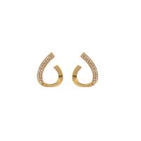 Lo zinco in lega Stud Earring, lega in zinco, Lacrima, placcato color oro, per la donna & con strass, assenza di nichel,piombo&cadmio, 16x22mm, Venduto da coppia