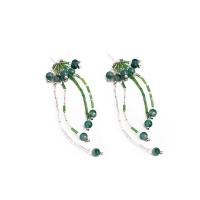 Pendientes de Aleación de Zinc, con Cristal & Acrílico, Joyería & para mujer, verde, 111x38mm, Vendido por Par