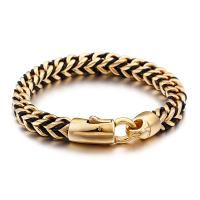 Titanium Staal Armband, met PU, gold plated, voor de mens, Lengte Ca 8.66 inch, Verkocht door PC