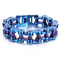 Titanium Staal Armband, plated, voor de mens, blauw, Lengte Ca 9.25 inch, Verkocht door PC