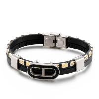 Titanium Staal Armband, met koeienhuid koord, plated, geverfd & voor de mens, meer kleuren voor de keuze, Lengte Ca 8.26 inch, Verkocht door PC