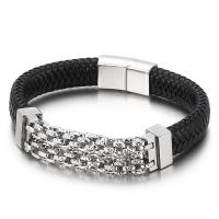 Titanium Staal Armband, met koeienhuid koord, plated, geverfd & voor de mens, meer kleuren voor de keuze, Lengte Ca 8.46 inch, Verkocht door PC