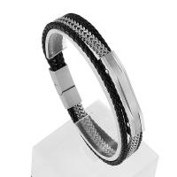 Titanium Steel Bracelet with cowhide cord plated dyed & for man Length Approx 8.26 Inch Sold By PC