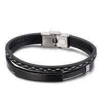 acero inoxidable 316L Pulsera, con cable de piel de vaca, para hombre, más colores para la opción, longitud aproximado 7.87 Inch, Vendido por UD