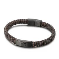 Titanium Steel Bracelet with cowhide cord plated dyed & for man Length Approx 8.46 Inch Sold By PC