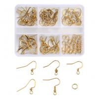 304 Edelstahl Ohrring Findung Set, mit Kunststoff Kasten, DIY, goldfarben, 82x63x15mm, verkauft von Box