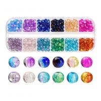 Crackle Glass Beads with Plastic Box Round DIY mixed colors Sold By Box