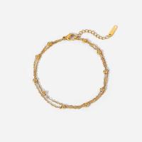 Roestvrij staal armbanden, met 3.3cm extender keten, mode sieraden & voor vrouw, gouden, 3mm, Verkocht door PC