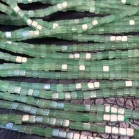 Aventurine χάντρες, Πράσινη Aventurine, Πλατεία, γυαλισμένο, DIY, μπιζέλι πράσινο, 4x4mm, Sold Per Περίπου 38 cm Strand