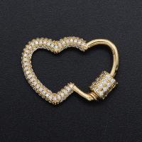 Brass Screw Clasp Heart gold color plated Unisex & micro pave cubic zirconia nickel lead & cadmium free Sold By PC