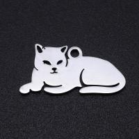 Pendentifs en titane, Acier titane, chat, pour femme, plus de couleurs à choisir, 19x9mm, Environ 10PC/sac, Vendu par sac