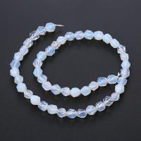 Sea Opal Χάντρα, Γύρος, γυαλισμένο, Star Cut Faceted & DIY & διαφορετικό μέγεθος για την επιλογή, λευκό, Sold Per Περίπου 14.96 inch Strand