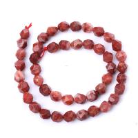 Natursten Bead, Rund, polerad, Star Cut Faceted & DIY, röd, 8mm, Såld Per Ca 14.96 inch Strand