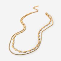 Collier d'acier titane, Placage de couleur d'or, Double couche & pour femme, 26.67x15.80mm, Vendu par PC