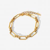 Bracelet d'acier titane, Placage de couleur d'or, pour femme & creux, 215mm, Vendu par PC