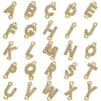 Messing Schmuck Verbinder, Alphabet-Buchstabe, plattiert, verschiedene Stile für Wahl & mit Strass, keine, 11mm, verkauft von PC