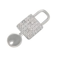 Messing Hanger, Slot, plated, micro pave zirconia, meer kleuren voor de keuze, 32.50x12mm, Verkocht door PC