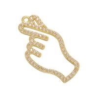 Messing hanger met micro-paved kubieke zirconia's, Hand, plated, micro pave zirconia & hol, meer kleuren voor de keuze, 14.50x27.50mm, Verkocht door PC