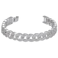 Cubic Zirconia Micro Pave Brass Bracelet plated micro pave cubic zirconia & for woman 185mm Sold By PC