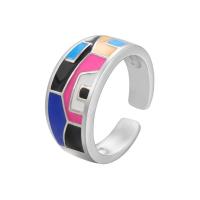 laiton Cuff Bague, Placage, Réglable & pour femme & émail, plus de couleurs à choisir, 21.50mm, Vendu par PC