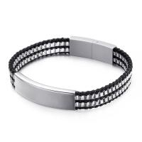 acero inoxidable 316L Pulsera, con cable de piel de vaca, para hombre, color original, longitud aproximado 8.07 Inch, Vendido por UD