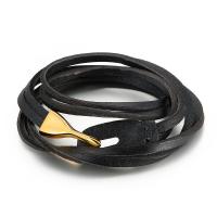 Titanium Staal Armband, met koeienhuid koord, plated, geverfd & voor de mens, meer kleuren voor de keuze, Lengte Ca 23.62 inch, Verkocht door PC